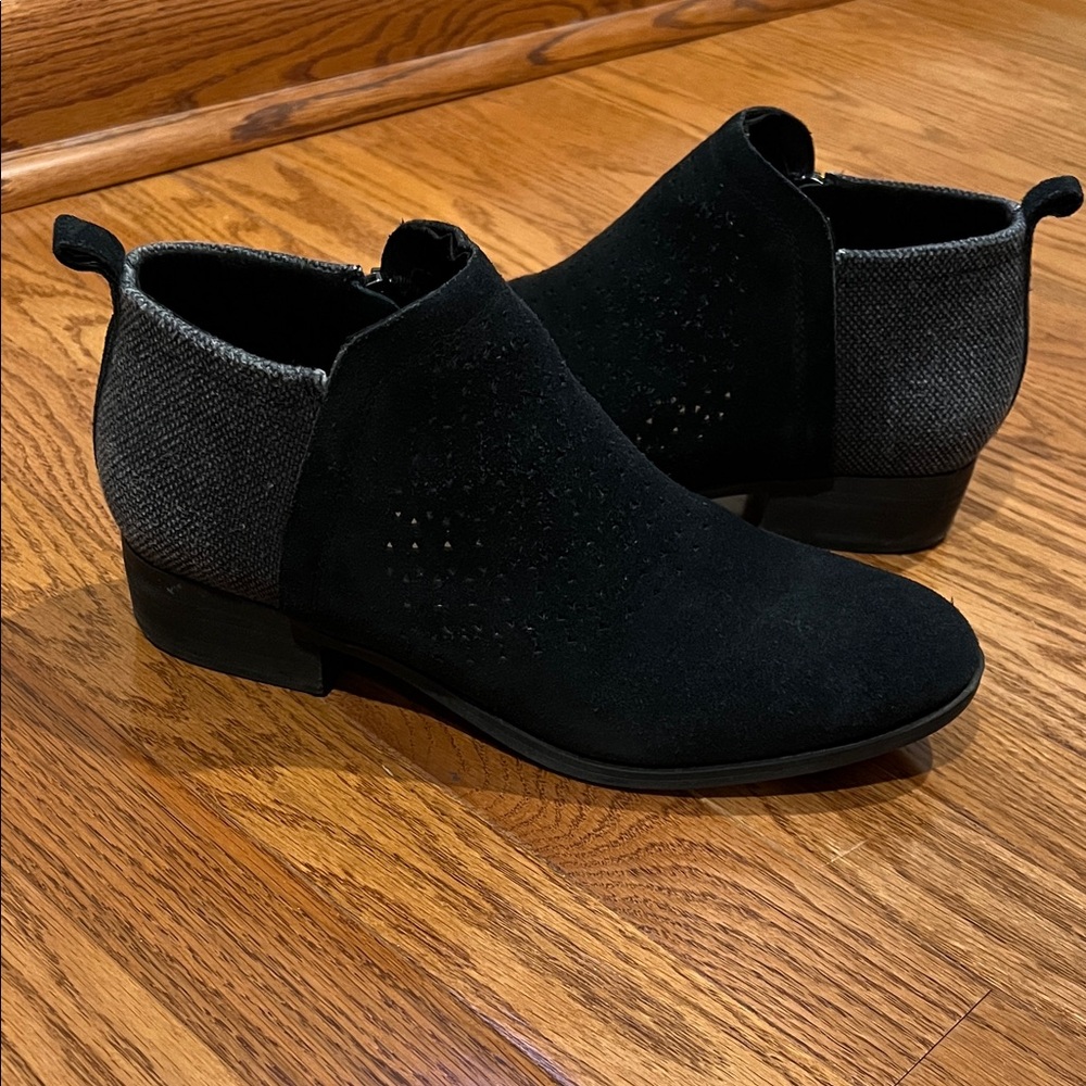 Toms Black and Gray Suede Ankle Booties